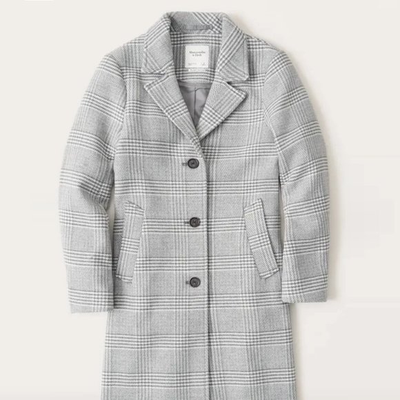 Abercrombie & Fitch Jackets & Blazers - NWT Abercrombie & Fitch Wool Dad Coat Gray Plaid